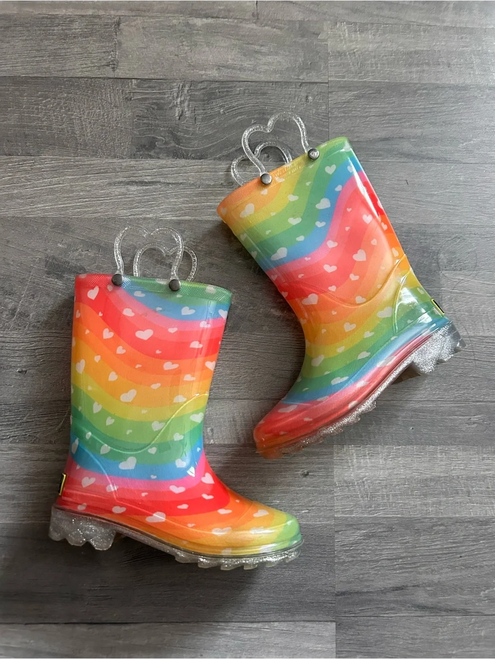 Western Chief Girls Rainbow Heart Rain Boots 11